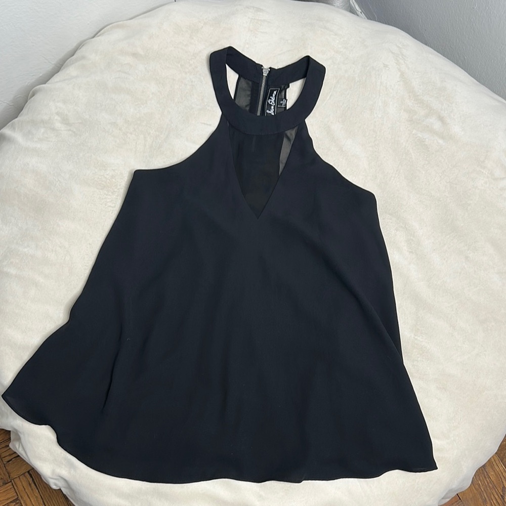 Sam Edelman Black Asymmetrical Cut Out Tank Top